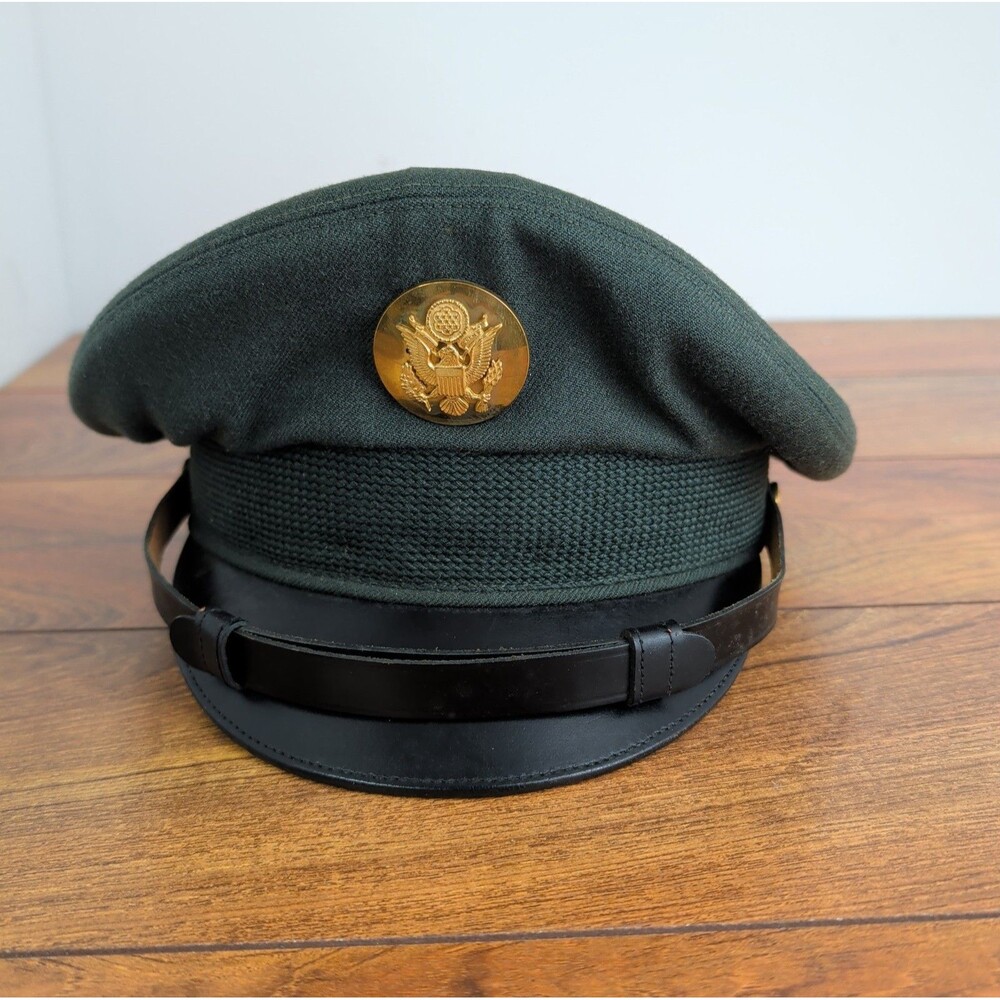 Vintage Vietnam War Era U.S. Military Service Cap Hat Green Wool Size 7
